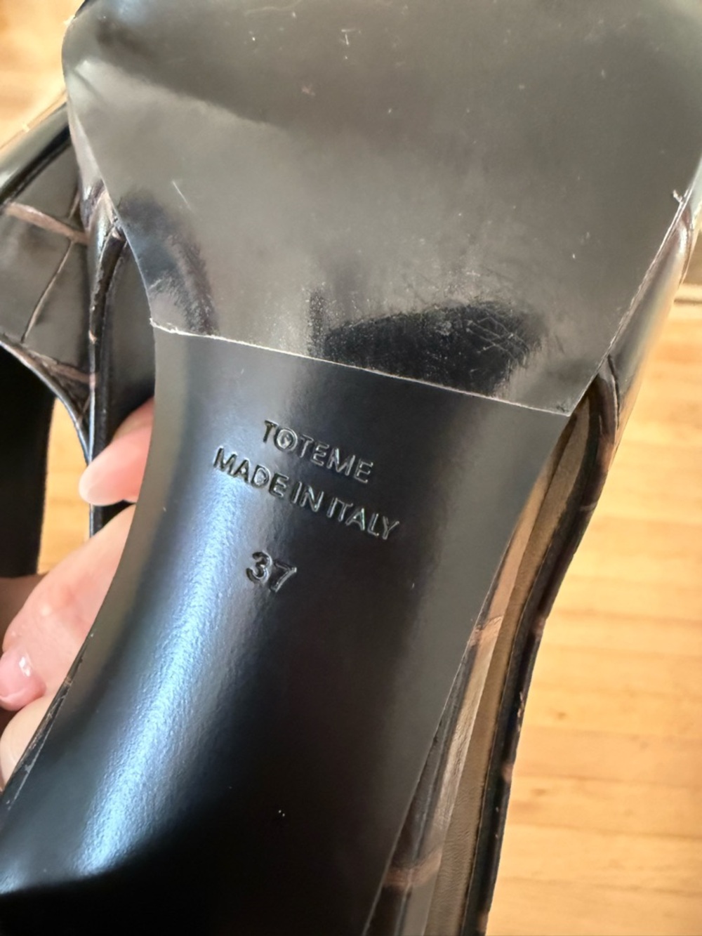 Toteme Brown Croc-Embossed Slingback Pointed Toe Heels - Picture 5 of 5